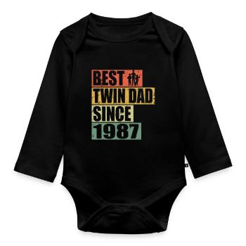 Zwillinge Vater Zwillingsvater seit 1987 - Baby Bio-Langarm-Body - Schwarz - Vorne
