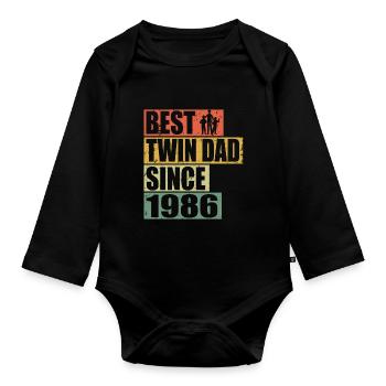 Twins Father Twin Father since 1986 - Organic Longsleeve Baby Bodysuit - black - Front