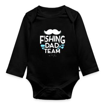 Fishing Papa Team Angler Daddy Father Day Father - Organic Longsleeve Baby Bodysuit - black - Front