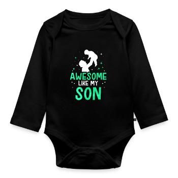 Fantastisch Wie Mein Sohn Papa Papi Vater Sprüche - Baby Bio-Langarm-Body - Schwarz - Vorne