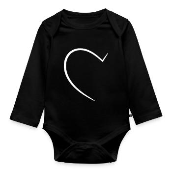 Half White Heart - Organic Longsleeve Baby Bodysuit - black - Front