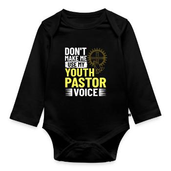 Youth Parish Church Pastor Christian - Organic Longsleeve Baby Bodysuit - black - Front