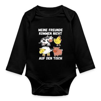 Vegan Vegetarier Veganer - Baby Bio-Langarm-Body - Schwarz - Vorne