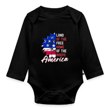 L’Amérique terre des libres et des braves - Body Bébé bio manches longues - noir - Devant