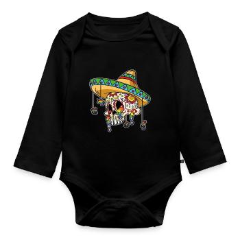 Gay Pride Sugar Skull Cinco de Mayo - Body Bébé bio manches longues - noir - Devant