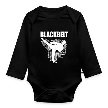 TKD Korean Martial Arts Tae Kwon - Baby Bio-Langarm-Body - Schwarz - Vorne