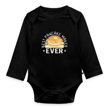 Pancake Maker Pancake Lover Drôle de gaufre - Body Bébé bio manches longues - noir - Devant