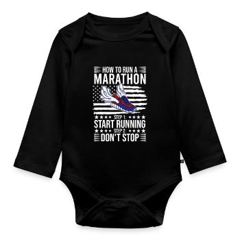 Wie man Marathon läuft - Marathon Racer - Baby Bio-Langarm-Body - Schwarz - Vorne