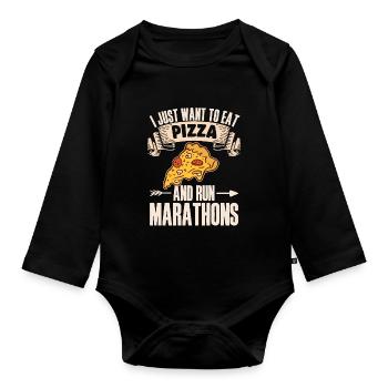 Pizza Und Marathon Läufer Laufen - Baby Bio-Langarm-Body - Schwarz - Vorne