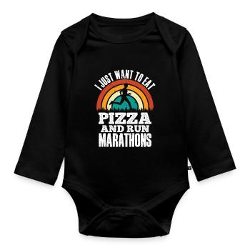 Pizza Und Marathon Läufer Laufen - Baby Bio-Langarm-Body - Schwarz - Vorne