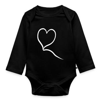 Cœur blanc dans la conception de ballons - Body Bébé bio manches longues - noir - Devant