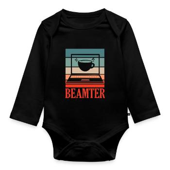Beamter auf Lebenszeit - Beamter Kaffee Geschenk - Baby Bio-Langarm-Body - Schwarz - Vorne