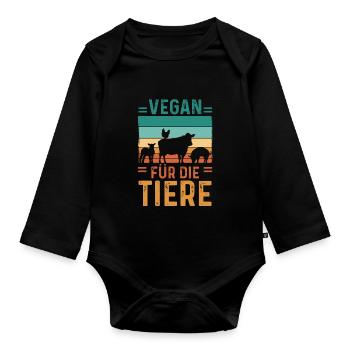 Veganer Vegan - Baby Bio-Langarm-Body - Schwarz - Vorne