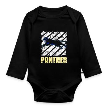 Vintage Panther Cat Lover T-Shirt Present Gift - Baby Bio-Langarm-Body - Schwarz - Vorne