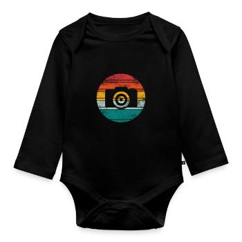 Fotograf Fotografen Retro Vintage Kamera Geschenk - Baby Bio-Langarm-Body - Schwarz - Vorne