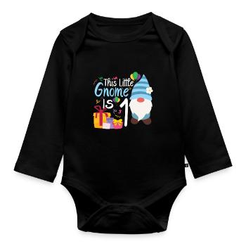 Dieser Kleine Gnom Ist 1 Geburtstagskind - Baby Bio-Langarm-Body - Schwarz - Vorne