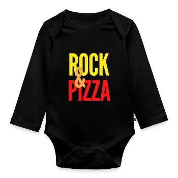Rock et Pizza - Body Bébé bio manches longues - noir - Devant