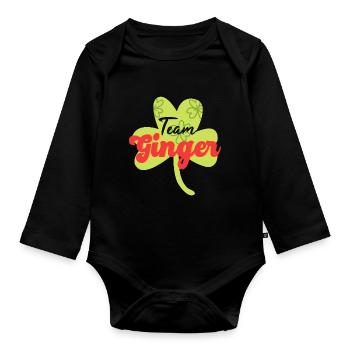Team Ginger Redhead Irish Red Orange Hair Haired - Organic Longsleeve Baby Bodysuit - black - Front