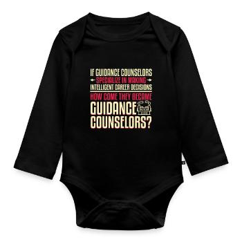 Guidance Counselor Intelligent - Organic Longsleeve Baby Bodysuit - black - Front