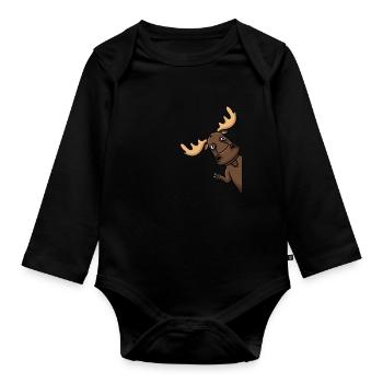 Elch Alaska-Elche Lustig - Baby Bio-Langarm-Body - Schwarz - Vorne