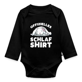 Offizielles Schlafshirt Weißer Hase Kaninchen - Baby Bio-Langarm-Body - Schwarz - Vorne