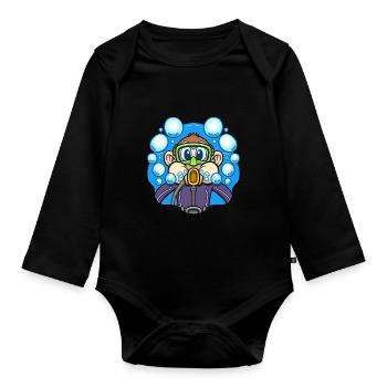 Taucher mit Taucherbrille Tauchen Tauchen - Baby Bio-Langarm-Body - Schwarz - Vorne