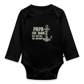 Boating Dad Boat Captain Pontoon Sailor Cruising - Organic Longsleeve Baby Bodysuit - black - Front
