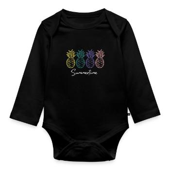 Summertime Sommer Shirt Damen Herren - Baby Bio-Langarm-Body - Schwarz - Vorne