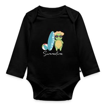 Summertime Sommer Shirt Damen Herren - Baby Bio-Langarm-Body - Schwarz - Vorne