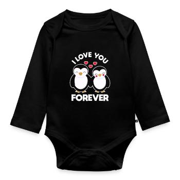 Für immer Pinguin - Baby Bio-Langarm-Body - Schwarz - Vorne