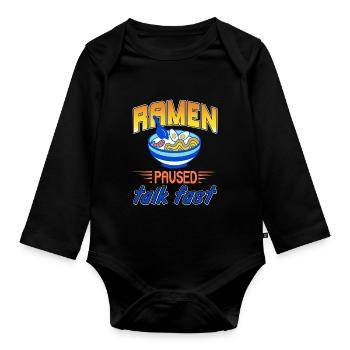 Ramen paused talk fast - Baby Bio-Langarm-Body - Schwarz - Vorne