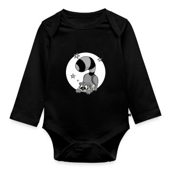 mignon raton laveur, chemise, chemise de couchage, sweat à capuche, bande dessinée - Body Bébé bio manches longues - noir - Devant