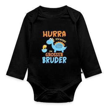 Werdender Bruder Geschenk Ich werde Bruder Brüder - Baby Bio-Langarm-Body - Schwarz - Vorne