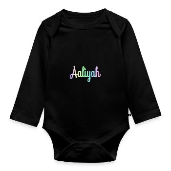 AALIYAH Rainbow Cursive minimaliste - Body Bébé bio manches longues - noir - Devant