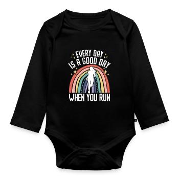 Jeder Tag ist ein guter Tag, wenn du läufst - - Baby Bio-Langarm-Body - Schwarz - Vorne