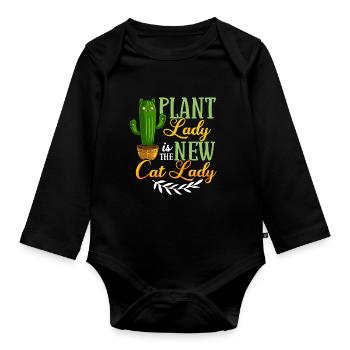 Catcus Cactus Chat Plantes Succulentes Cactus - Body Bébé bio manches longues - noir - Devant