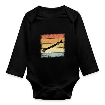 Flute - Organic Longsleeve Baby Bodysuit - black - Front