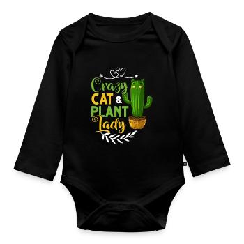 Catcus Cactus Chat Plantes Succulentes Cactus - Body Bébé bio manches longues - noir - Devant