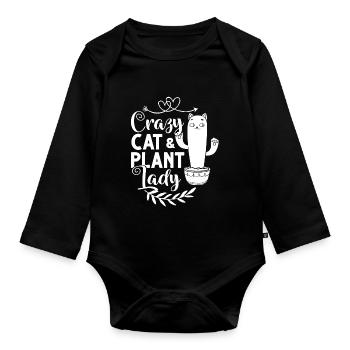 Catcus Cactus Chat Plantes Succulentes Cactus - Body Bébé bio manches longues - noir - Devant