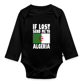 Algeria Flag Saying - Organic Longsleeve Baby Bodysuit - black - Front