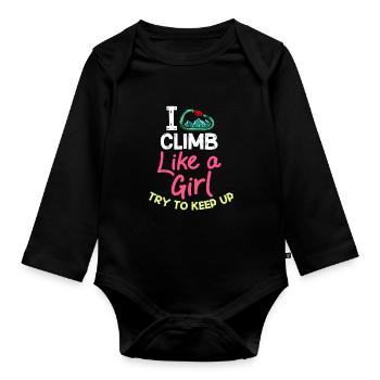 Felsklettern Klettern Indoor Bouldern Mädchen Wand - Baby Bio-Langarm-Body - Schwarz - Vorne