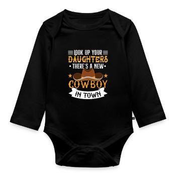Cowboy Barn Bull Rider Rodeo Country Western - Baby Bio-Langarm-Body - Schwarz - Vorne