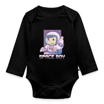 Astronaut Astronomy Solar System Space Kids - Organic Longsleeve Baby Bodysuit - black - Front