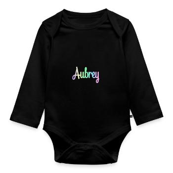 AUBREY Rainbow Cursive Minimaliste - Body Bébé bio manches longues - noir - Devant