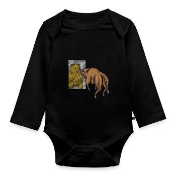 Stock Market Trader Investor Bull Vs Bear - Organic Longsleeve Baby Bodysuit - black - Front