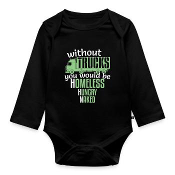 Without Trucks Homeless Hungry - Organic Longsleeve Baby Bodysuit - black - Front