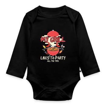 My Grill Likes To Party Barbecue - Organic Longsleeve Baby Bodysuit - black - Front