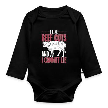 Beef Cuts And I Cannot Lie Meat Lover - Organic Longsleeve Baby Bodysuit - black - Front