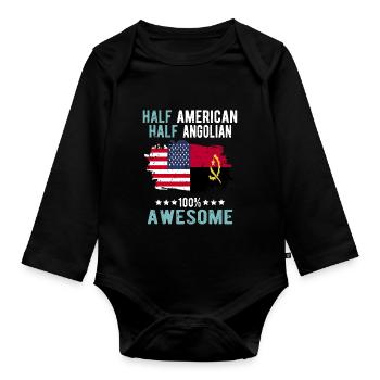 Half American Half Angolier - Organic Longsleeve Baby Bodysuit - black - Front