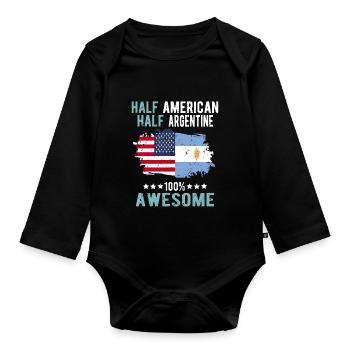 Half American Half Argentine - Organic Longsleeve Baby Bodysuit - black - Front